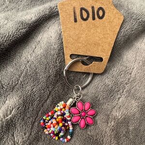 Cute Flower Bead Charm Keychain